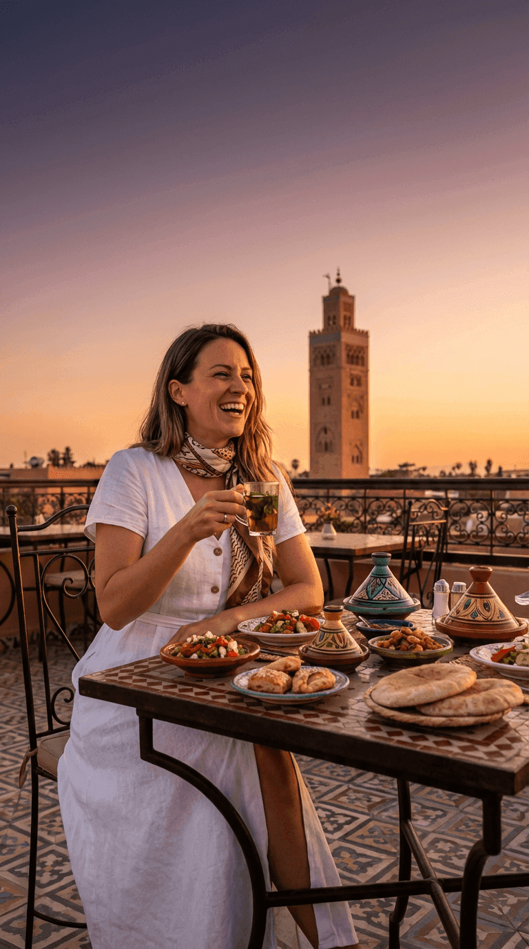 Happy tourist in Marrakech